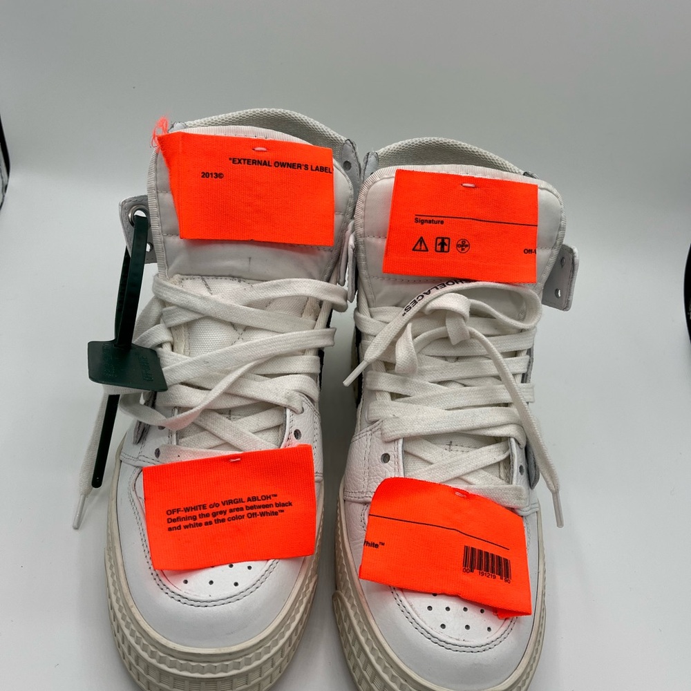 Off-White White High-Top Sneakers – Signature Zip Tie & Orange Tags